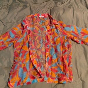 Red orange blue blouse large Alia